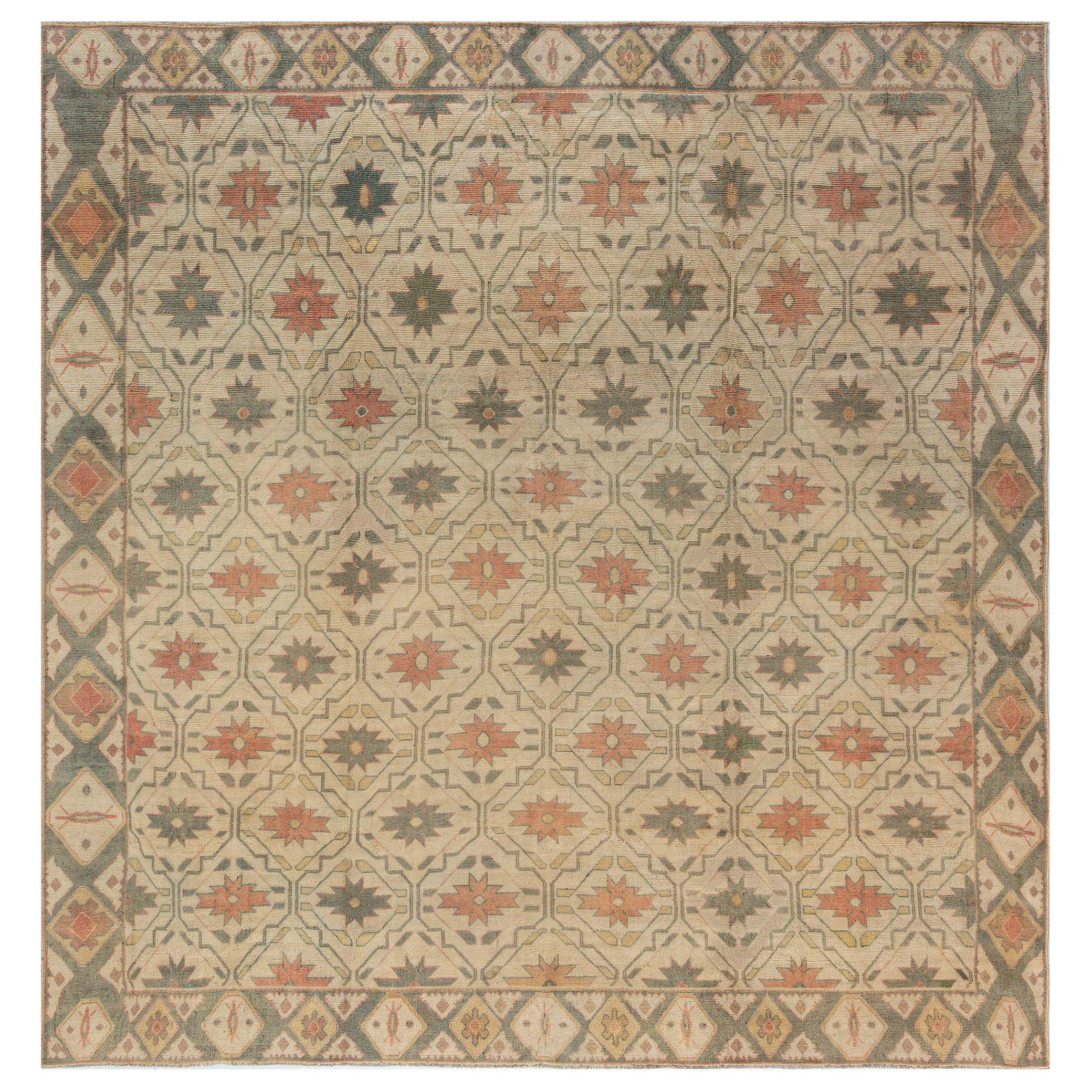 Doris Leslie Blau Vintage Bezalel Handgefertigter Wollteppich
