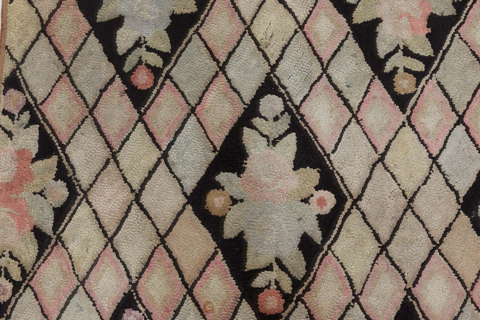 Hand-Knotted Doris Leslie Blau Vintage Botanic Hooked Rug For Sale