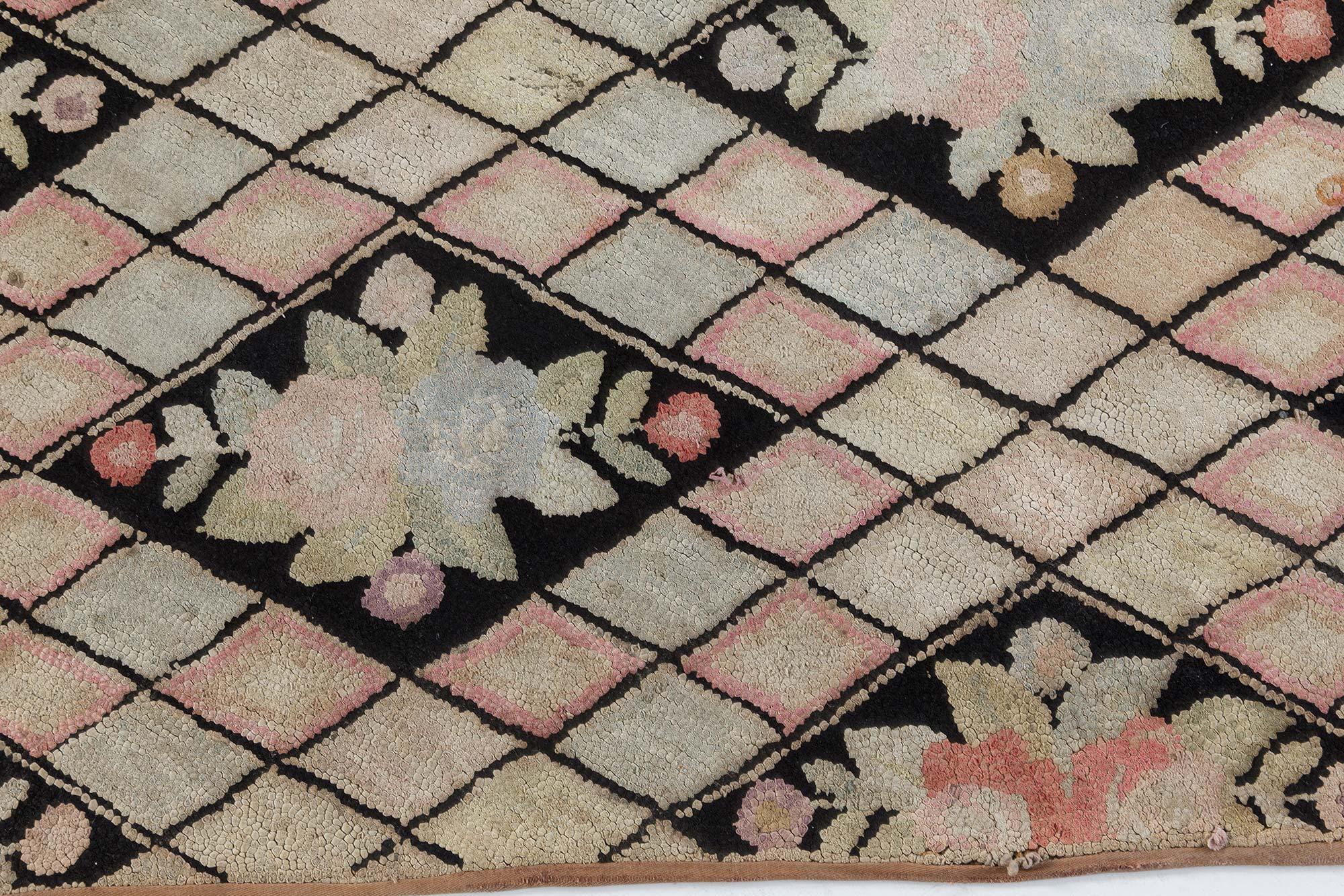 Doris Leslie Blau Vintage Botanic Hooked Rug In Good Condition For Sale In New York, NY