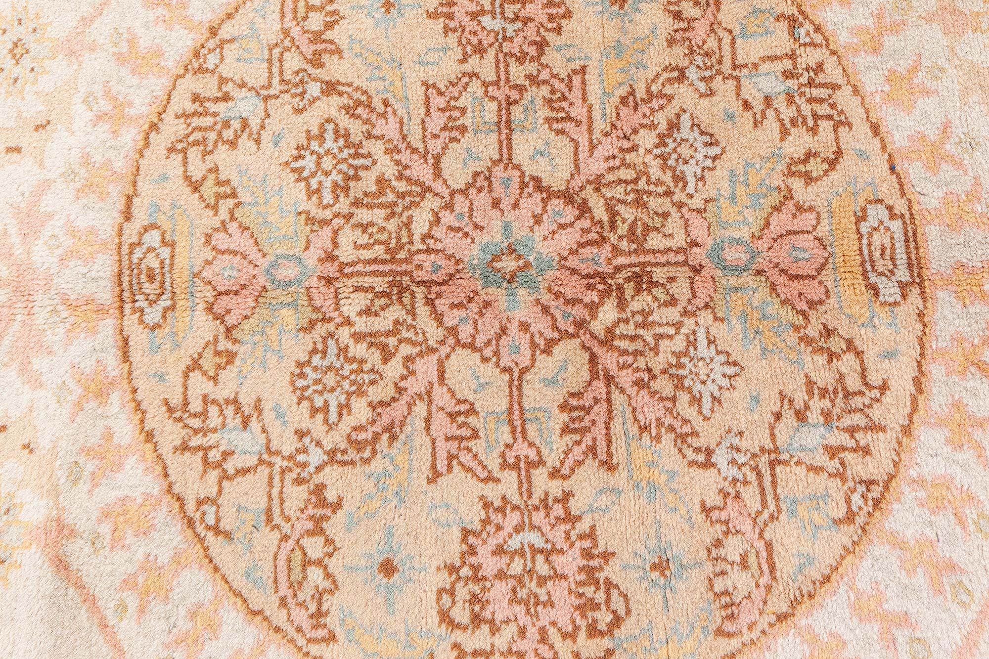 Wool Doris Leslie Blau Antique Turkish Oushak Rug For Sale