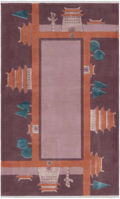 Doris Leslie Blau Vintage Chinese Abstract Pale Sand Hand-Knotted Wool Rug