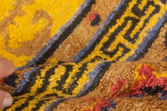 Doris Leslie Blau Vintage Chinese Abstract Yellow Hand-Knotted Silk Rug