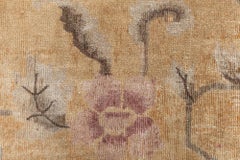 Doris Leslie Blau Vintage Chinese Art Deco Floral Cream Beige Rug Lotus Design