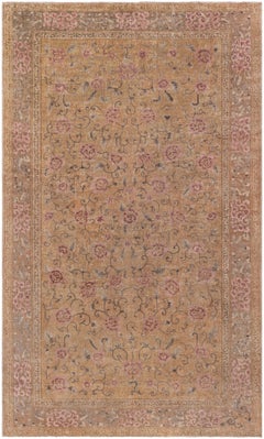 Doris Leslie Blau Vintage Chinese Art Deco Floral Cream Beige Rug Lotus Design