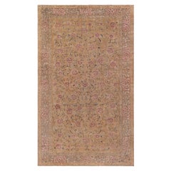 Doris Leslie Blau Vintage Chinese Art Deco Floral Cream Beige Rug Lotus Design