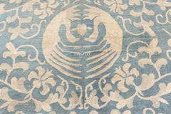Tappeto vintage in lana annodato a mano di Doris Leslie Blau, in stile Art Déco cinese, con motivi floreali color avorio