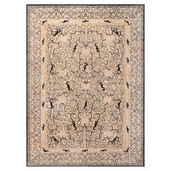 Doris Leslie Blau Vintage Chinese Art Deco Floral Tan Hand-Knotted Wool Rug
