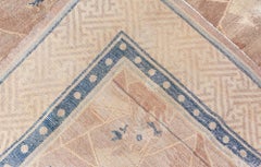 Doris Leslie Blau Vintage Chinese Art Deco Floral Warm Tan Hand-Knotted Wool Rug