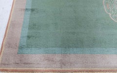 Doris Leslie Blau Vintage Chinese Art Deco Geometric Teal Hand-Knotted Carpet