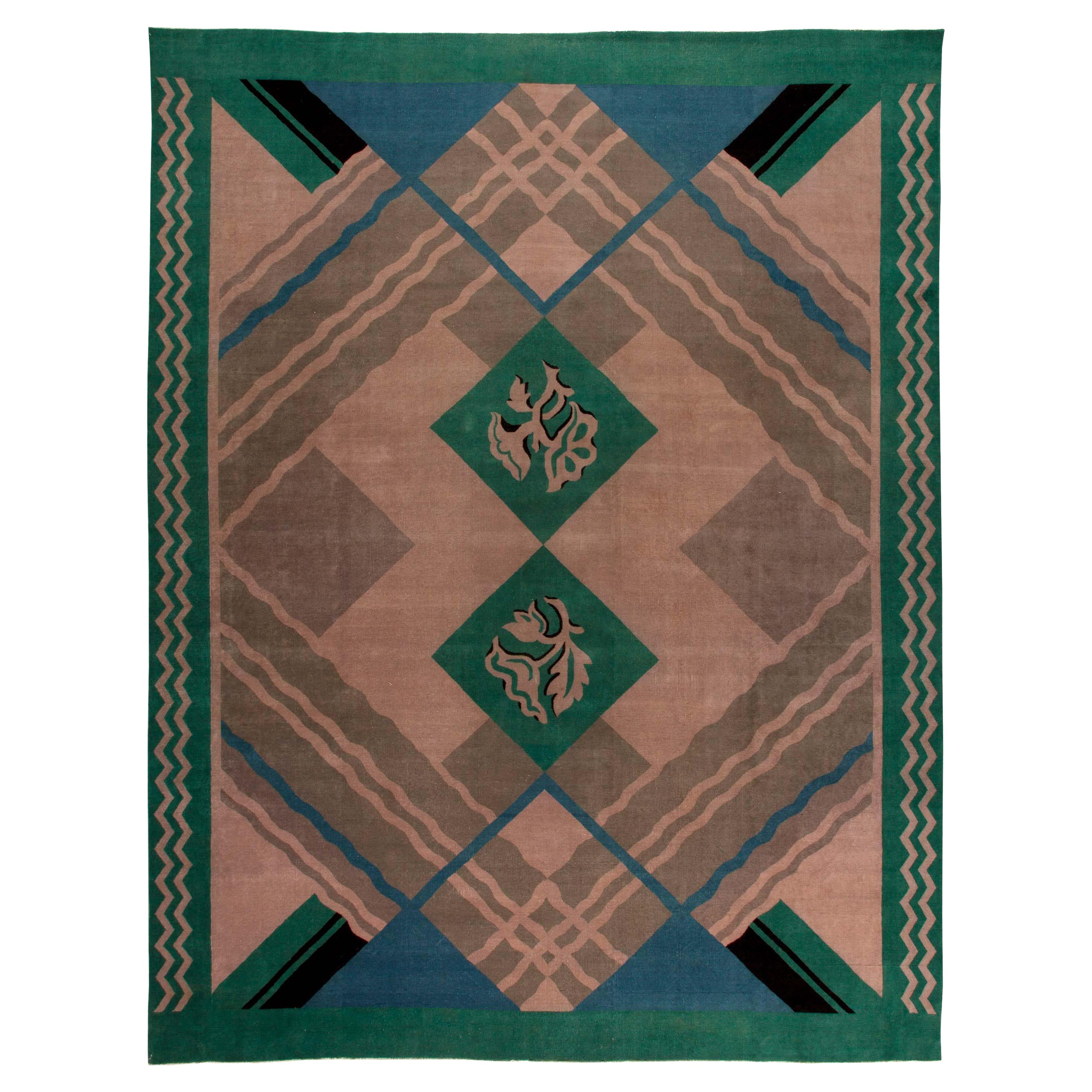 Doris Leslie Blau Tappeto Vintage Cinese Art Deco Greene & Greene Fatto a Mano
