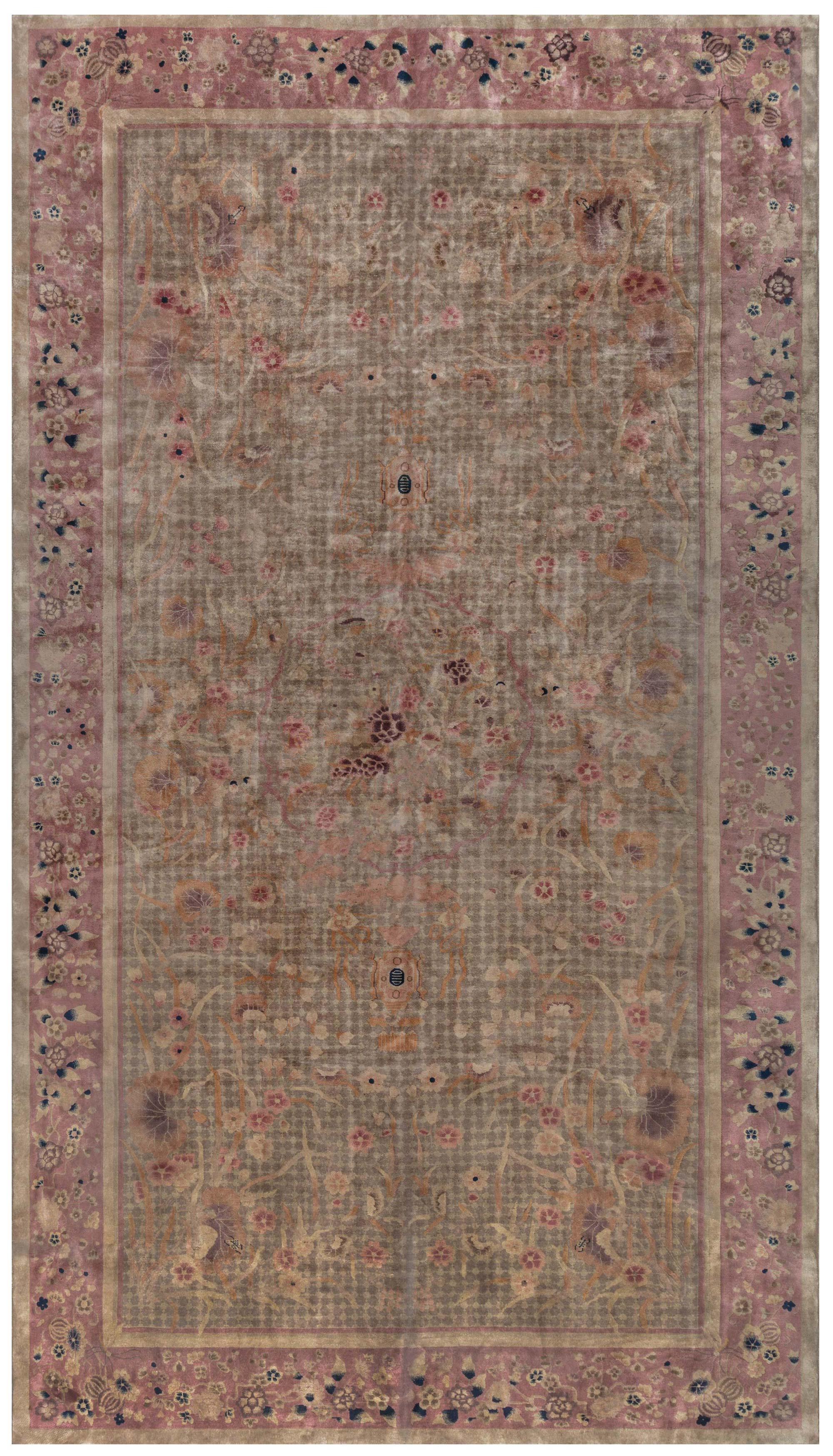 Doris Leslie Blauer chinesischer Art déco-Teppich im Vintage-Stil im Angebot