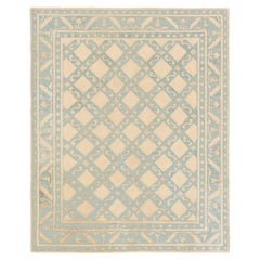 Tappeto Doris Leslie Blau Vintage Cinese Art Deco in Celadon e Avorio