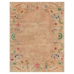 Doris Leslie Blau Vintage Chinese Art Deco Warm Tan Hand-Knotted Wool Rug