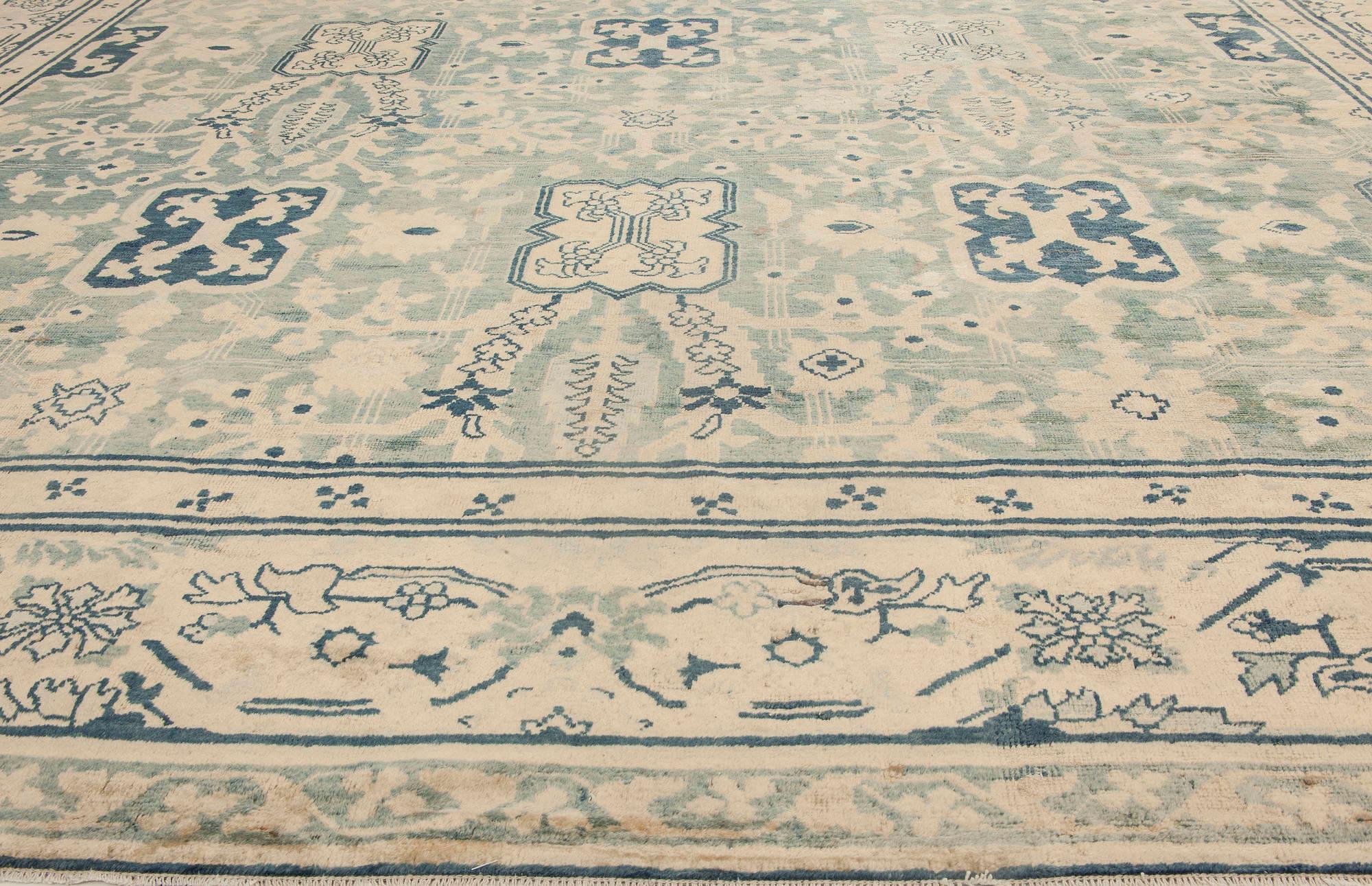 Doris Leslie Blau Vintage Chinese Blue Handwoven Wool Rug For Sale 1