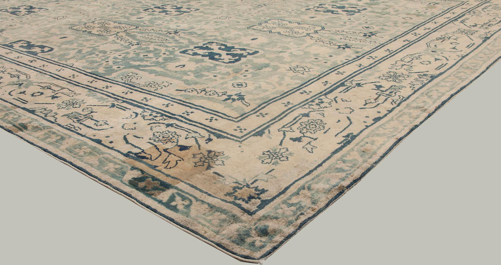 Doris Leslie Blau Vintage Chinese Blue Handwoven Wool Rug For Sale 2