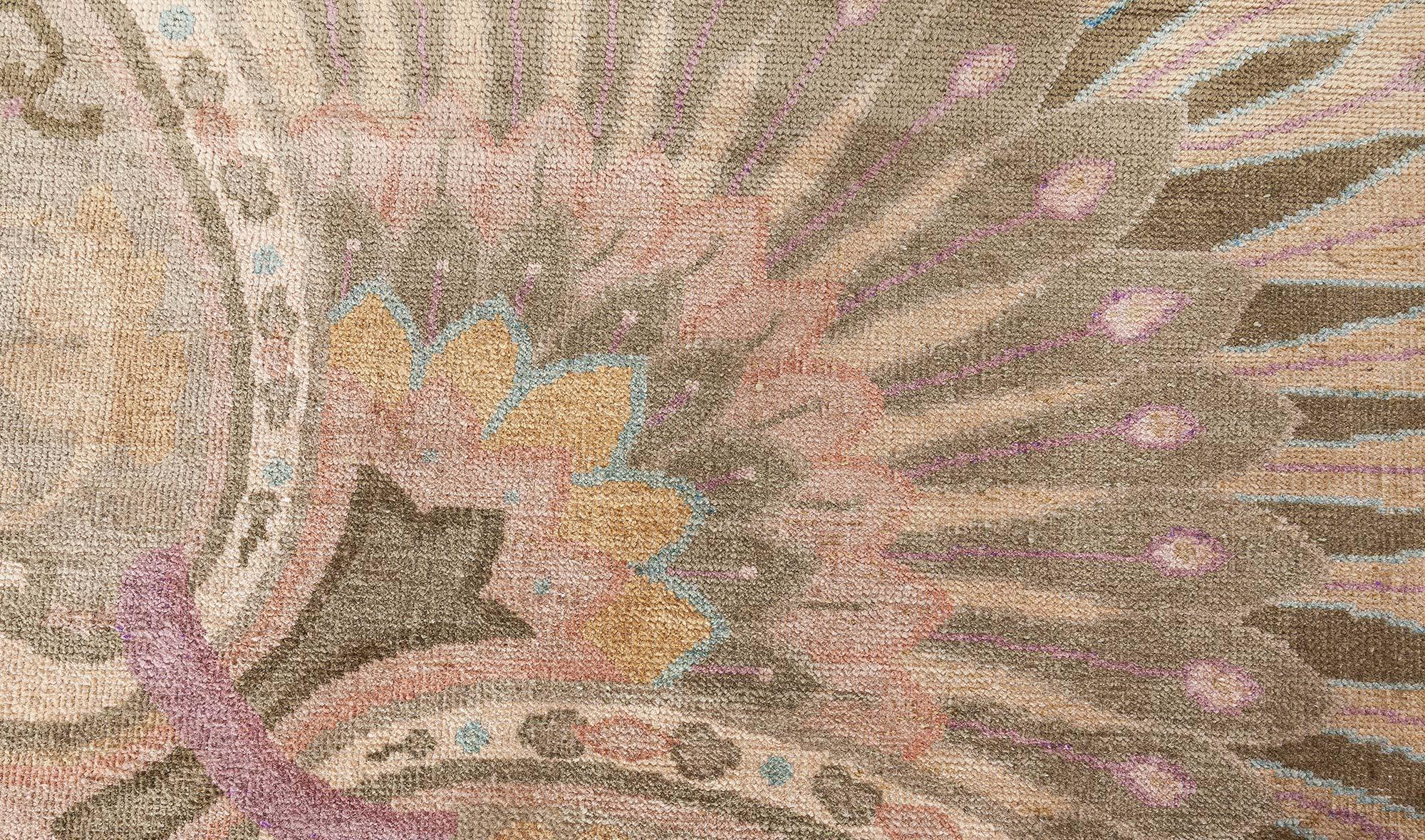Mid-Century Modern Tapis vintage en laine botanique chinoise fait à la main Doris Leslie Blau en vente