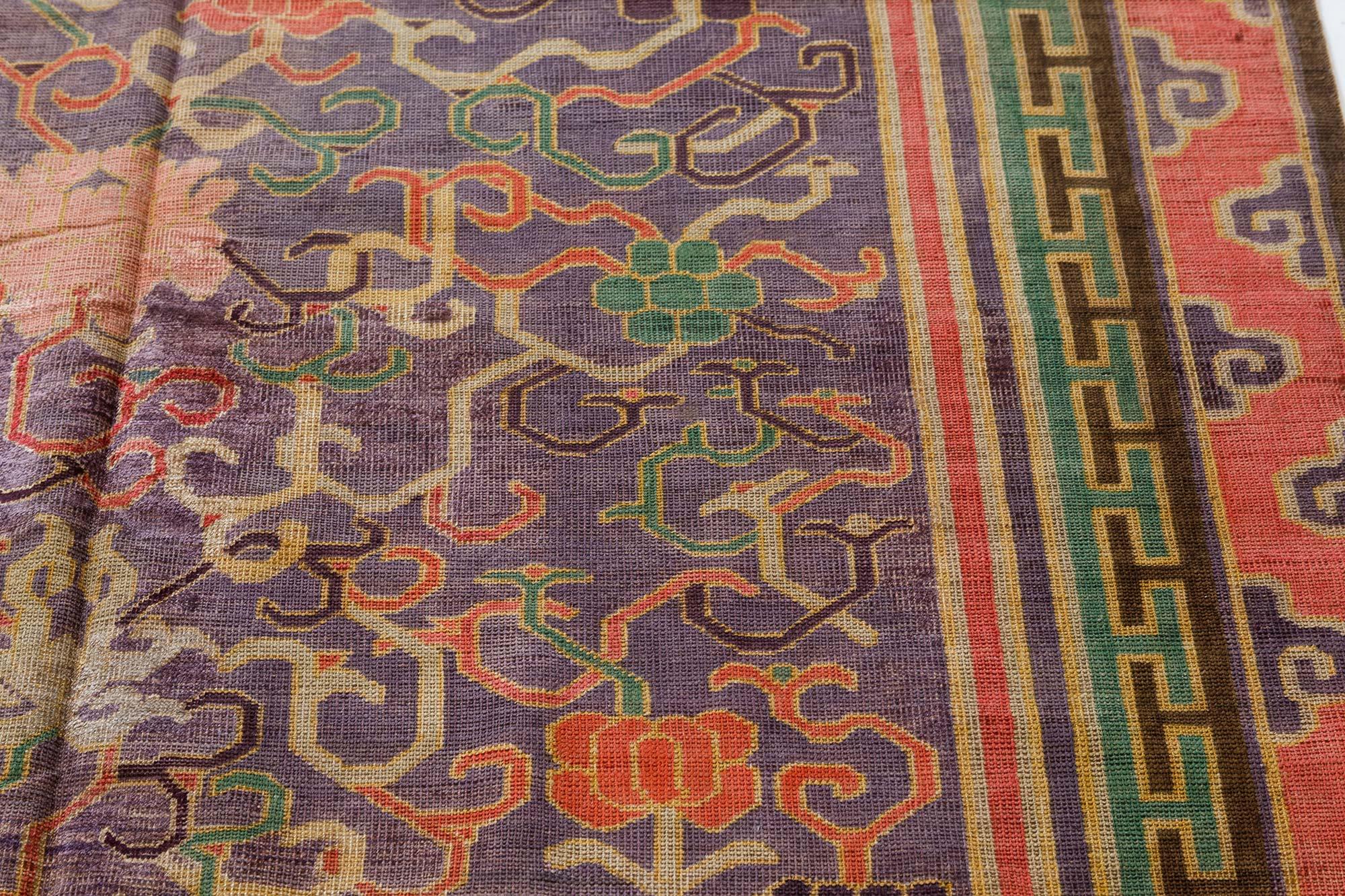 Doris Leslie Blau Vintage Chinese Botanic Silk Carpet In Good Condition For Sale In New York, NY