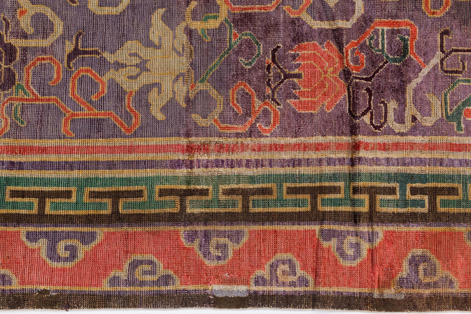 Doris Leslie Blau Vintage Chinese Botanic Silk Carpet For Sale 1