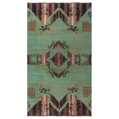 Doris Leslie Blau Vintage Chinese Deco Rug with Emerald Green Field