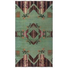 Doris Leslie Blau Vintage Chinese Deco Rug with Emerald Green Field