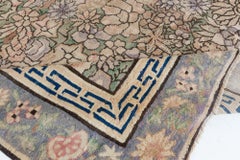 Doris Leslie Blau Vintage Chinese Floral Cream Beige Hand-Knotted Rug Peking