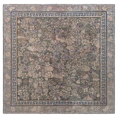 Doris Leslie Blau Vintage Chinese Floral Cream Beige Hand-Knotted Rug Peking