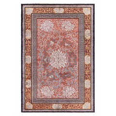 Doris Leslie Blau – Vintage-Seidenteppich mit chinesischem Blumenmuster in Creme, handgeknüpft