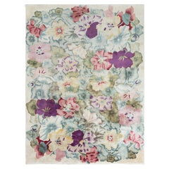 Doris Leslie Blau Vintage Chinese Floral Cream Hand-Knotted Wool Rug