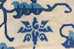 Doris Leslie Blau Vintage Chinese Floral Light Beige Hand-Knotted Wool Rug