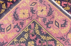 Doris Leslie Blau Vintage Chinese Floral Purple Hand-Knotted Wool Rug