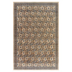 Doris Leslie Blau Vintage Chinese Floral Warm Tan Hand-Knotted Wool Rug