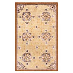 Tapis vintage en soie noué à la main « Doris Leslie Blau », motifs géométriques chinois, couleur beige clair