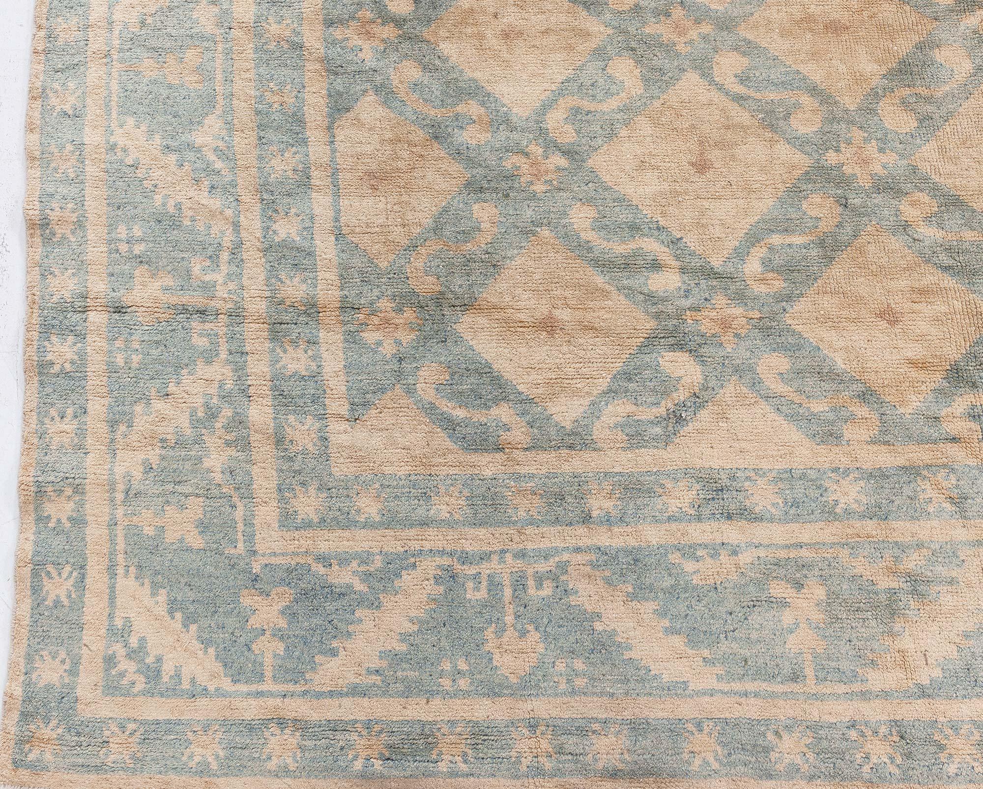 Tapis Art déco chinois vintage Doris Leslie Blau en céladon et ivoire en vente 1