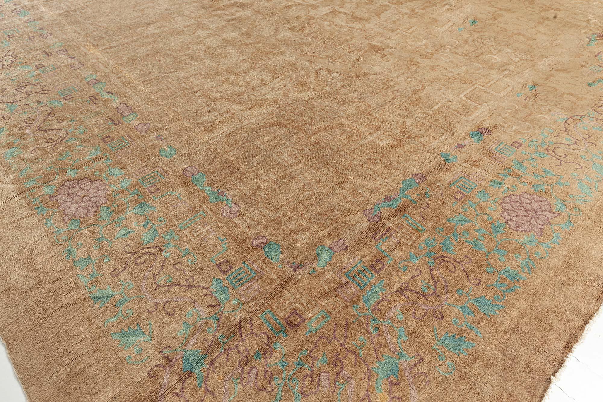 Wool Doris Leslie Blau Antique Chinese Art Deco Rug (size adjusted) For Sale