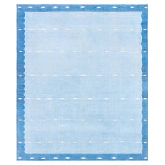 Doris Leslie Blau Vintage Dhurrie Abstract Blue With Blue Flatweave Cotton Rug