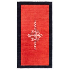Doris Leslie Blau Tapis Vintage Dutch Art Deco en rouge et noir
