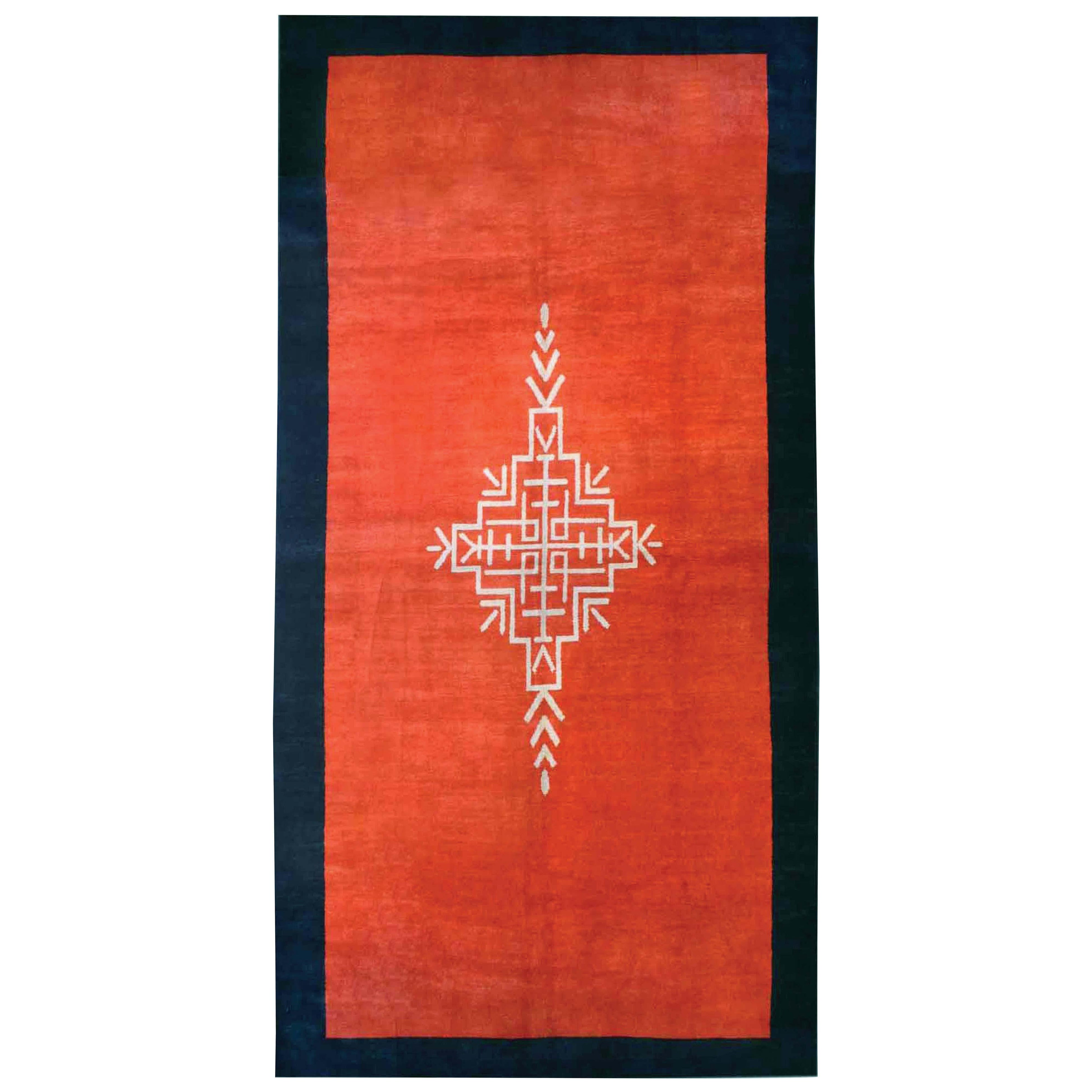 Doris Leslie Blau Vintage Dutch Art Deco Rug in Red and Black