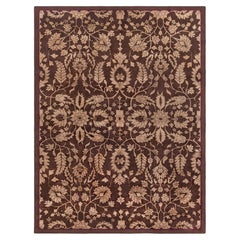 Doris Leslie Blau Vintage Floral Warm Tan And Brown Hand-Knotted Wool Carpet
