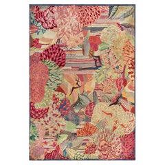 Doris Leslie Blau – Vintage-Teppich im französischen Art-Déco-Stil, abstrakt, braun, handgeknüpft aus Wolle
