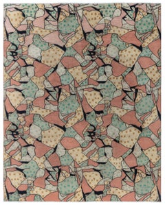 Doris Leslie Blau Vintage French Art Deco Abstract Cream Beige Hand-Knotted Rug