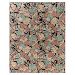 Doris Leslie Blau Vintage French Art Deco Abstract Cream Beige Hand-Knotted Rug