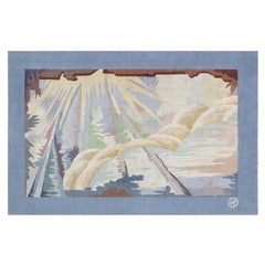 Doris Leslie Blau Vintage French Art Deco Abstract Pale Sand Hand-Knotted Rug