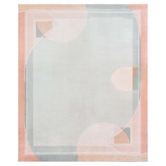 Doris Leslie Blau Vintage French Art Deco Abstract Sage Hand-Knotted Wool Rug