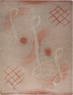 Doris Leslie Blau Vintage French Art Deco Abstract Soft Beige Hand-Knotted Rug