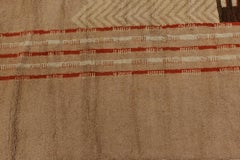 Doris Leslie Blau Vintage French Art Deco Abstract Warm Tan Hand-Knotted Rug