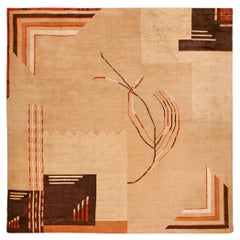 Doris Leslie Blau Vintage French Art Deco Abstract Warm Tan Hand-Knotted Rug