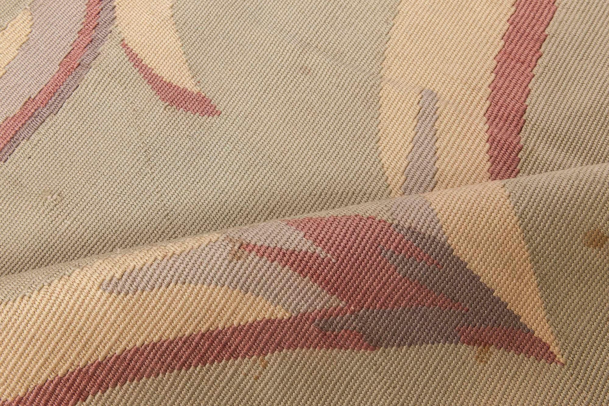 Tappeto Aubusson francese Art of Vintage degli anni '20 - Minimalismo botanico elegante
Dimensioni: 10'9