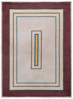 Doris Leslie Blau Vintage French Art Deco Cream Hand-Knotted Wool Rug