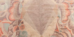 Doris Leslie Blau Vintage French Art Deco Floral Light Beige Hand-Knotted Rug