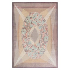 Doris Leslie Blau Vintage French Art Deco Floral Light Beige Hand-Knotted Rug